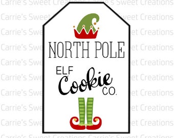 North Pole Elf Cookie Co Printable Tag- Cookie Tags- Christmas Tags- Digital Download