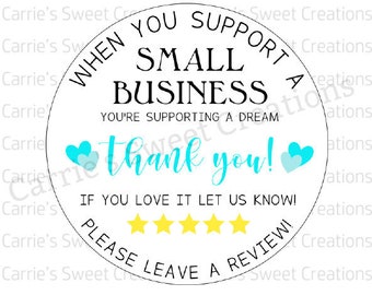 Small Business Review Card 2" Circle Printable- Thank You For Supporting Small Business- Digital Download