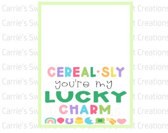 St. Patrick's Day Printable Gift Tag- Cerealsly You're My Lucky Charm Topper 3x4 Inch - Gift Tags- Digital Download