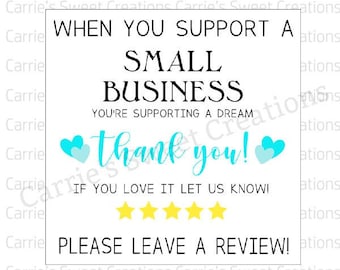 Small Business Review Card Printable- Thank You For Supporting Small Business- Digital Download