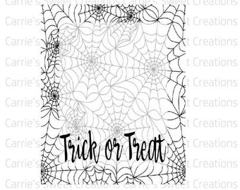 Spider Web-Trick or Treat-afdrukbare kaart-cookiekaart-digitale download