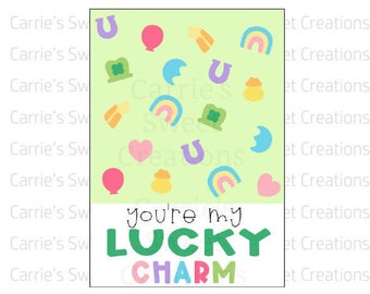 St. Patrick's Day Printables- You're My Lucky Charm Printable Card- Cookie Card- Gift Tags- Digital Download