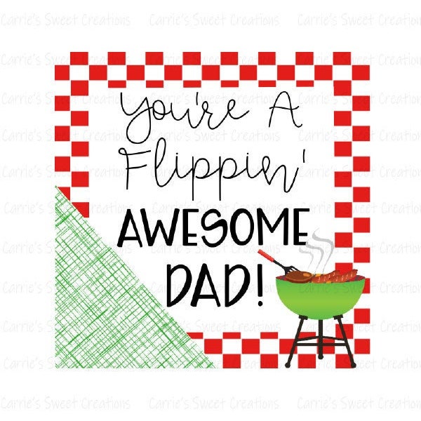 You're A Flippin' Awesome Dad Printable- Happy Father's Day Gift Tag- BBQ Style Tag- Instant Digital Download