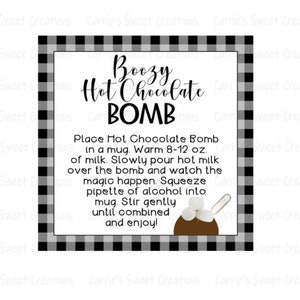 Hot Chocolate Bomb 2 Inch Tag, Boozy Hot Chocolate Bomb Tag, Printable Hot Cocoa Tags, Hot Chocolate Gift Tags, Instant Digital Download