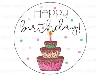 Happy Birthday Printable Tags, Birthday Cake Gift Tags, Instant Digital Download