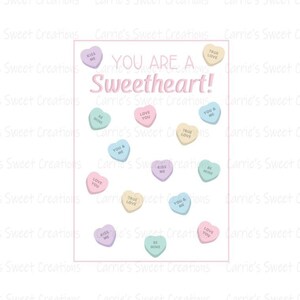 Carte à biscuits Vous êtes une chérie imprimable 3,5 x 5 pouces, coeurs de bonbons, carte de Saint-Valentin, carte de coeur conversation, téléchargement numérique instantané