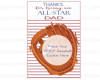 Father's Day Printable Cookie Card- 3.5" x 5" All Star Dad Father's Day Card- Baseball Printable- Instant Digital Download