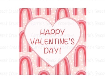 Happy Valentine's Day 2.5" Printable Tag, Valentine's Day Gift Tag, Rainbow Valentine Tag, Heart Tag, Instant Digital Download