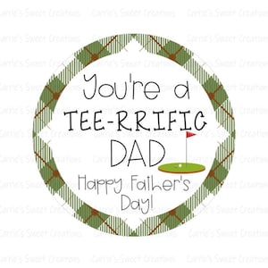 Afdrukbare Vaderdag-tag-You're A Terriffic Dad-Happy Father's Day-tag-golfen cadeau-tag Instant digitale download