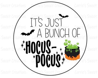 Hocus Pocus Printable Tag, It's Just A Bunch Of Hocus Pocus Cookie Tag, Halloween Tag, Witch Cauldron Tag, Instant Digital Download