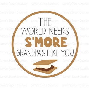 Afdrukbare Vaderdag-tag-The World Needs Smore Grandpas Like You-Smore-cadeautag-Directe digitale download