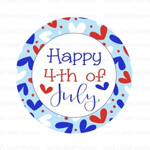 Happy 4th of July Printable- Red White & Blue Heart Gift Tags- Fourth of July Tags-  Instant Digital Download