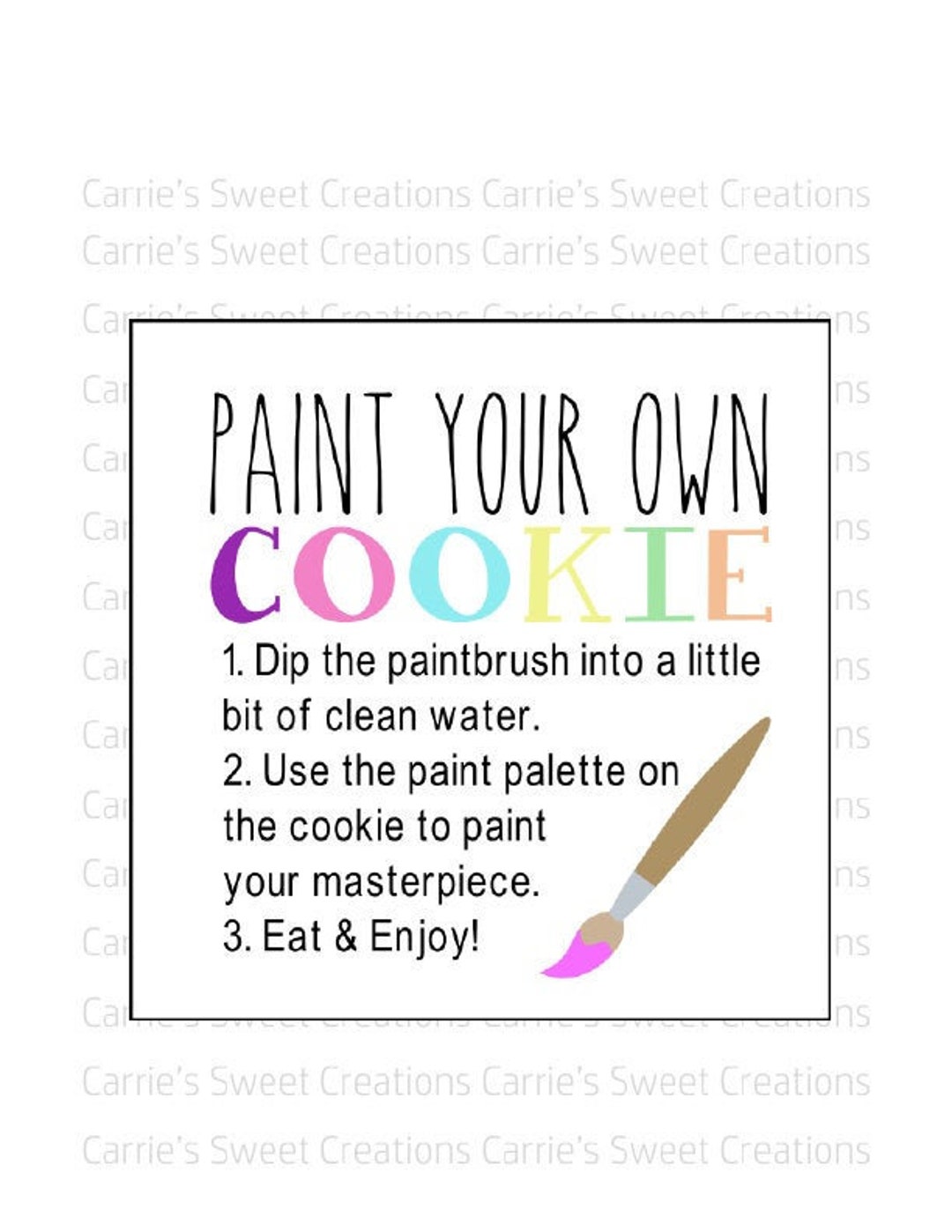 Paint Your Own Cookie Tags Printable Cookie Tags Digital Download Etsy