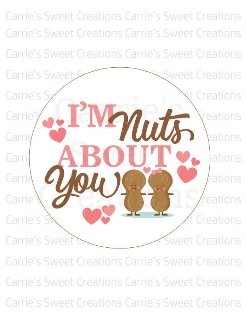I'm Nuts About You Printable Tag- Gift Tag- Cookie Tag- Valentine's Day ...