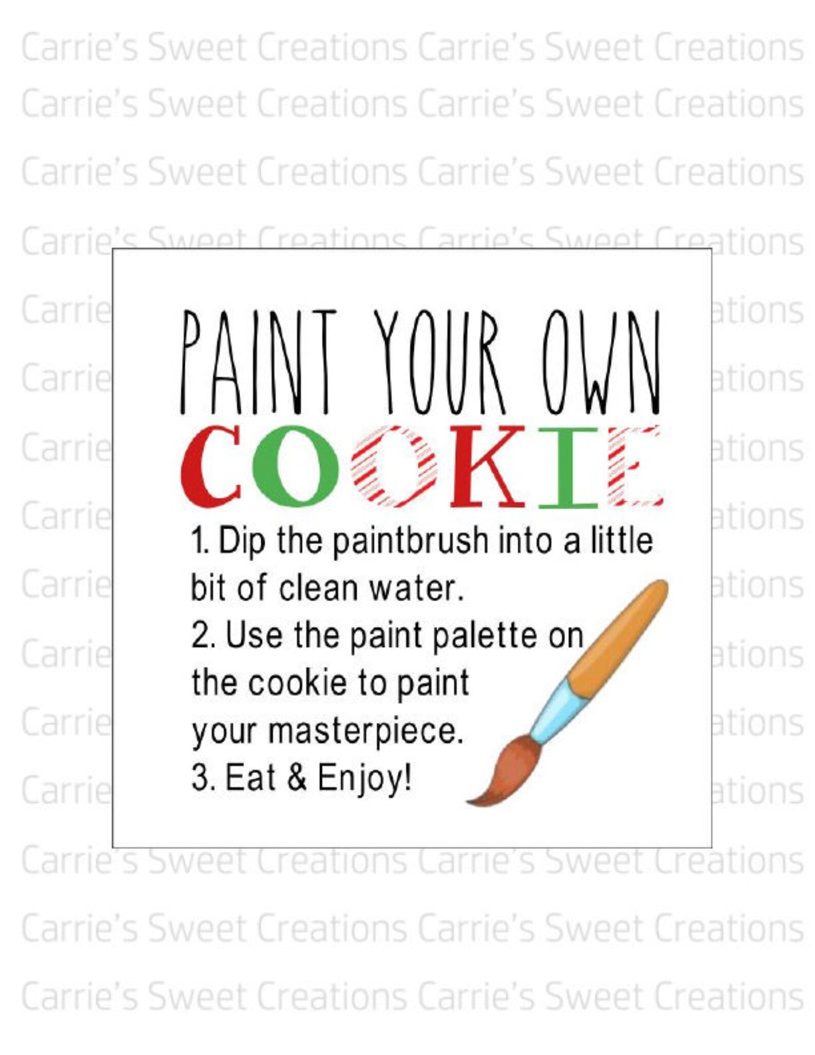 Paint Your Own Cookie Tags Printable Christmas Tags Cookie Etsy