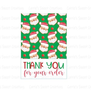 Thank You Printable 3x5&quot; Cookie Card, Christmas Cookie Card,  Instant Digital Download