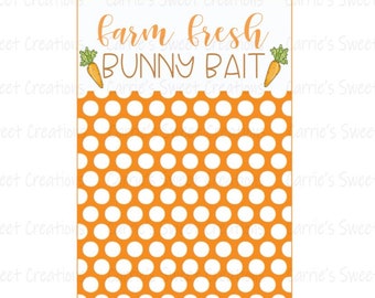 Farm Fresh Bunny Bait Printable Card, Cookie Cards, Easter Card, Instant Digital Download