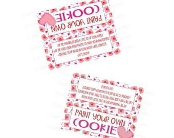 Paint Your Own Cookie Printable 5" Topper, Valentine PYO Cookies, Valentine Tags, Painting Cookies, PYO Cookies,  Instant Digital Download