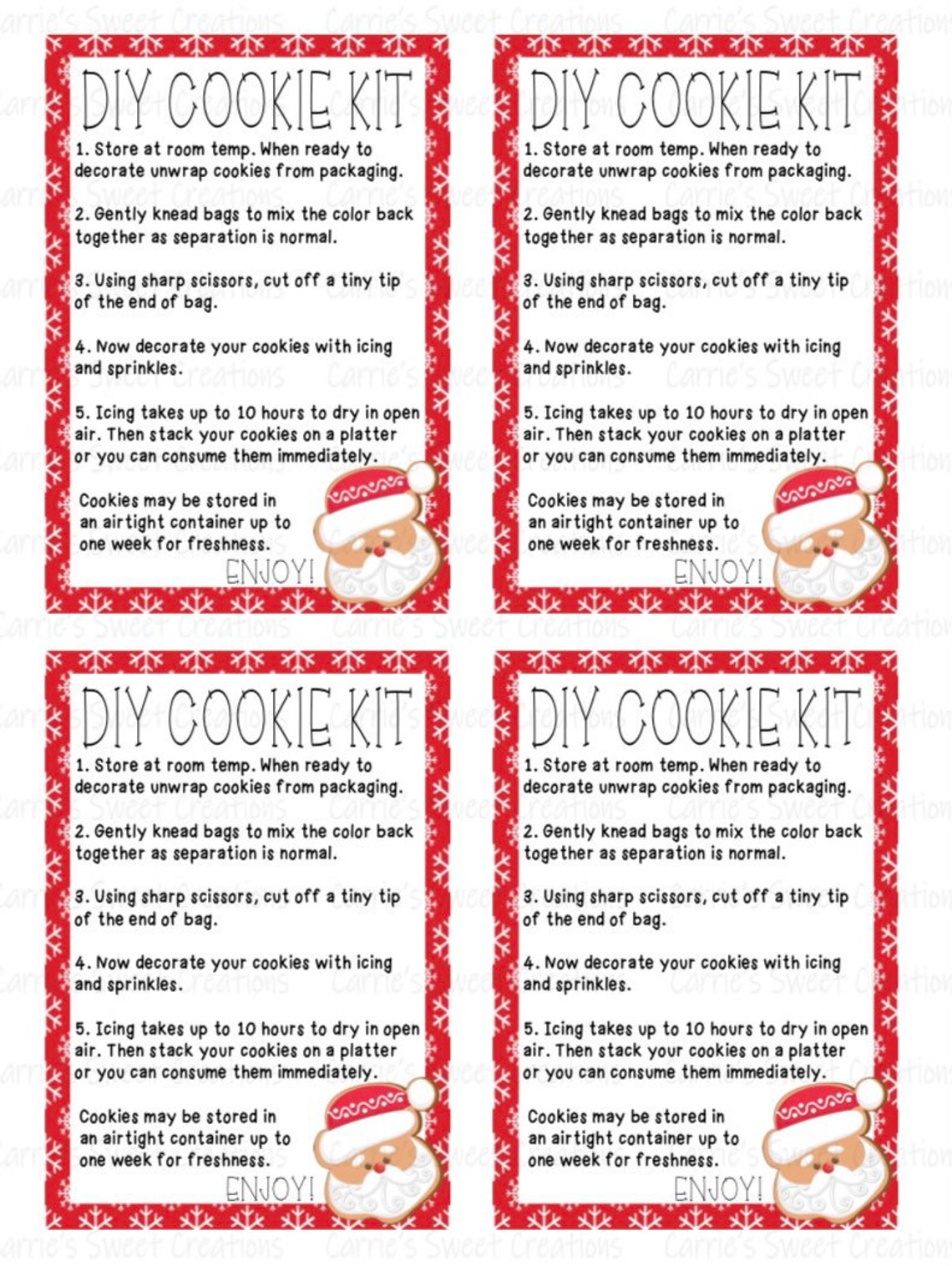 DIY Royal Icing Cookie Kit Printable Card Christmas Cookie Etsy