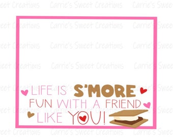 S'mores Valentine Printables 5"x4", Valentine's Day Gift Tag, Cookie Topper, S'mores Gift Tag, Instant Digital Download