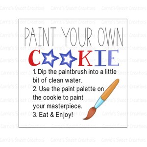 Paint Your Own Cookie Printable Tags- Cookie Tags- Instant Digital Download