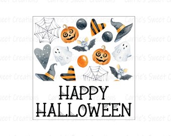 Happy Halloween 2" Gift Tags- Orange Pumpkin Gift Tag- Halloween Tag- Halloween Packaging- Instant Digital Download