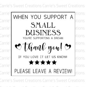 Small Business Review Card Printable- Thank You For Supporting Small Business- Digital Download