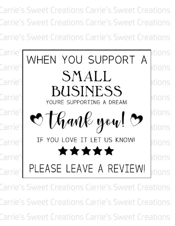 Small Business Review Card Printable Thank You for Supporting Etsy UK