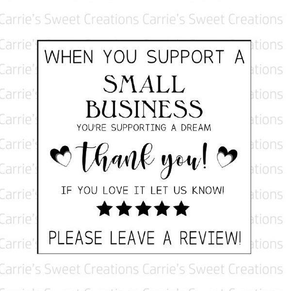 Small Business Review Card Printable- Thank You For Supporting Small Business- Digital Download