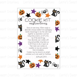 Afdrukbare kaart DIY Royal Icing Cookie Kit, instructies Halloween Cookie Kit, Halloween DIY, instant digitale download