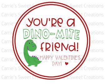 You're A DinoMite Friend! Printable Tag- Valentine's Day Printables- Valentine Gift Tags-Digital Download