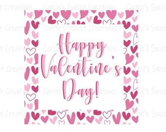 Happy Valentine's Day 2" Gift Tag, Valentine's Day Gift Tag, Heart Tag, Instant Digital Download