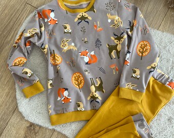 Handgemachte wilde Tiere Kinder Pyjama,bequeme Kinder Nachtwäsche,süße Tiere Kleinkind Pyjama