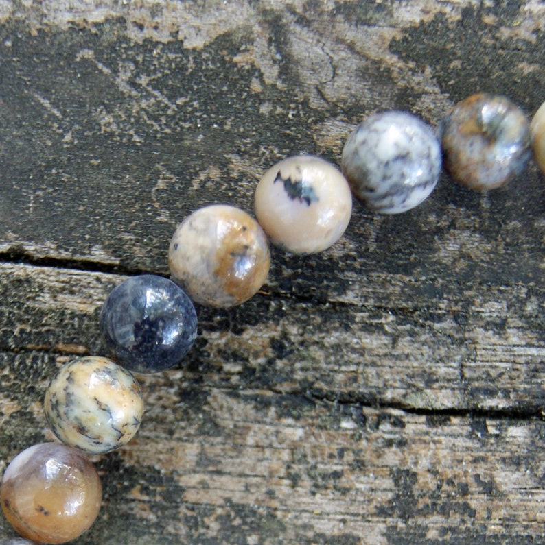 8 inch strand Black Moss Opal 8mm Round Beads
