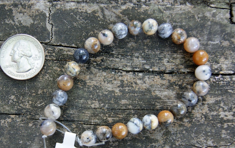 8 inch strand Black Moss Opal 8mm Round Beads