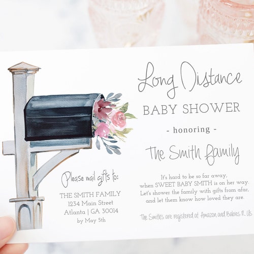 Blush Baby Shower by Mail Invitation Social Distancing Baby Etsy