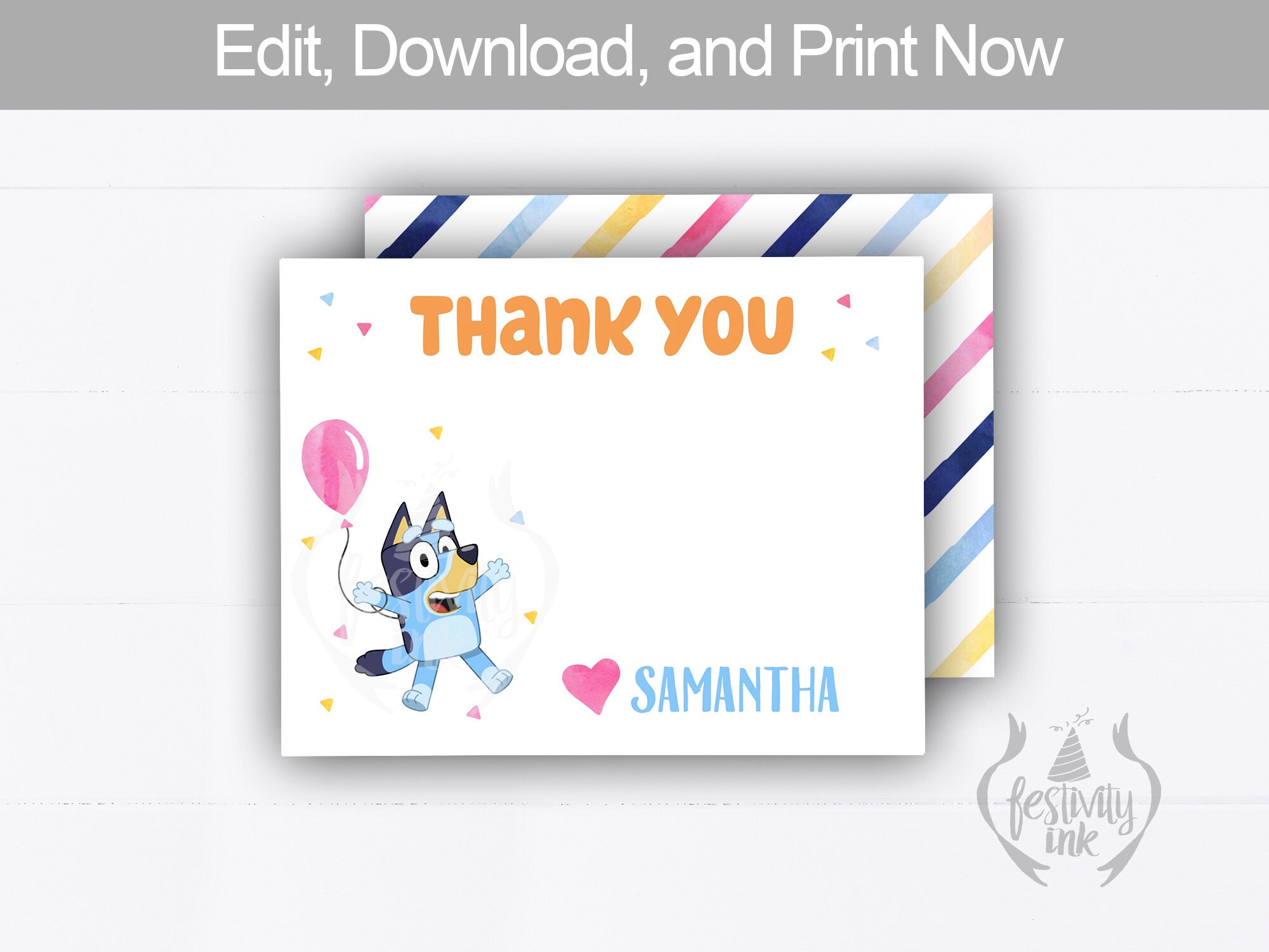 BLUEY Thank You Card A2 Whackadoo Bluey Birthday Card Etsy