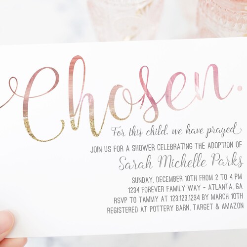 Chosen Adoption Shower Foster Shower Invitation Baby Etsy