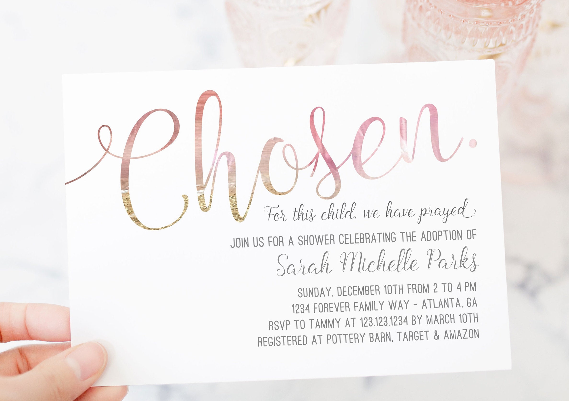 Chosen Adoption Shower Foster Shower Invitation Baby Etsy