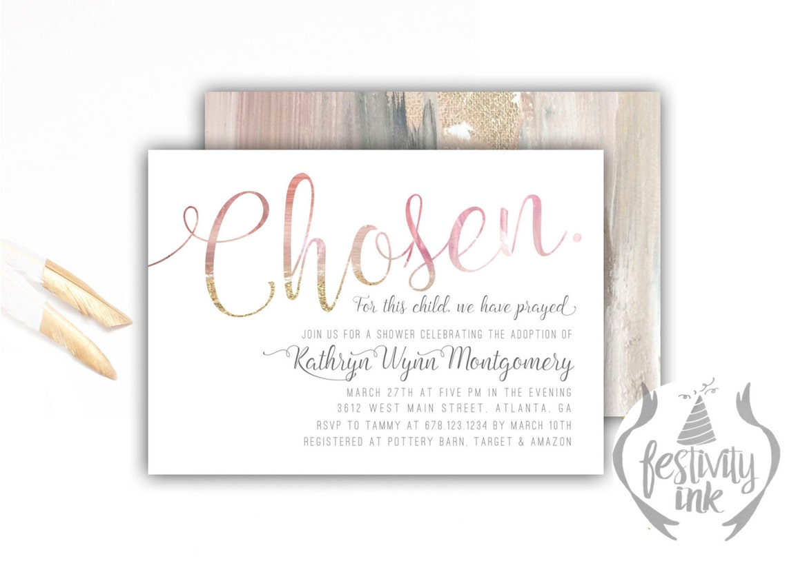 Chosen Adoption Shower Foster Shower Invitation Baby Etsy