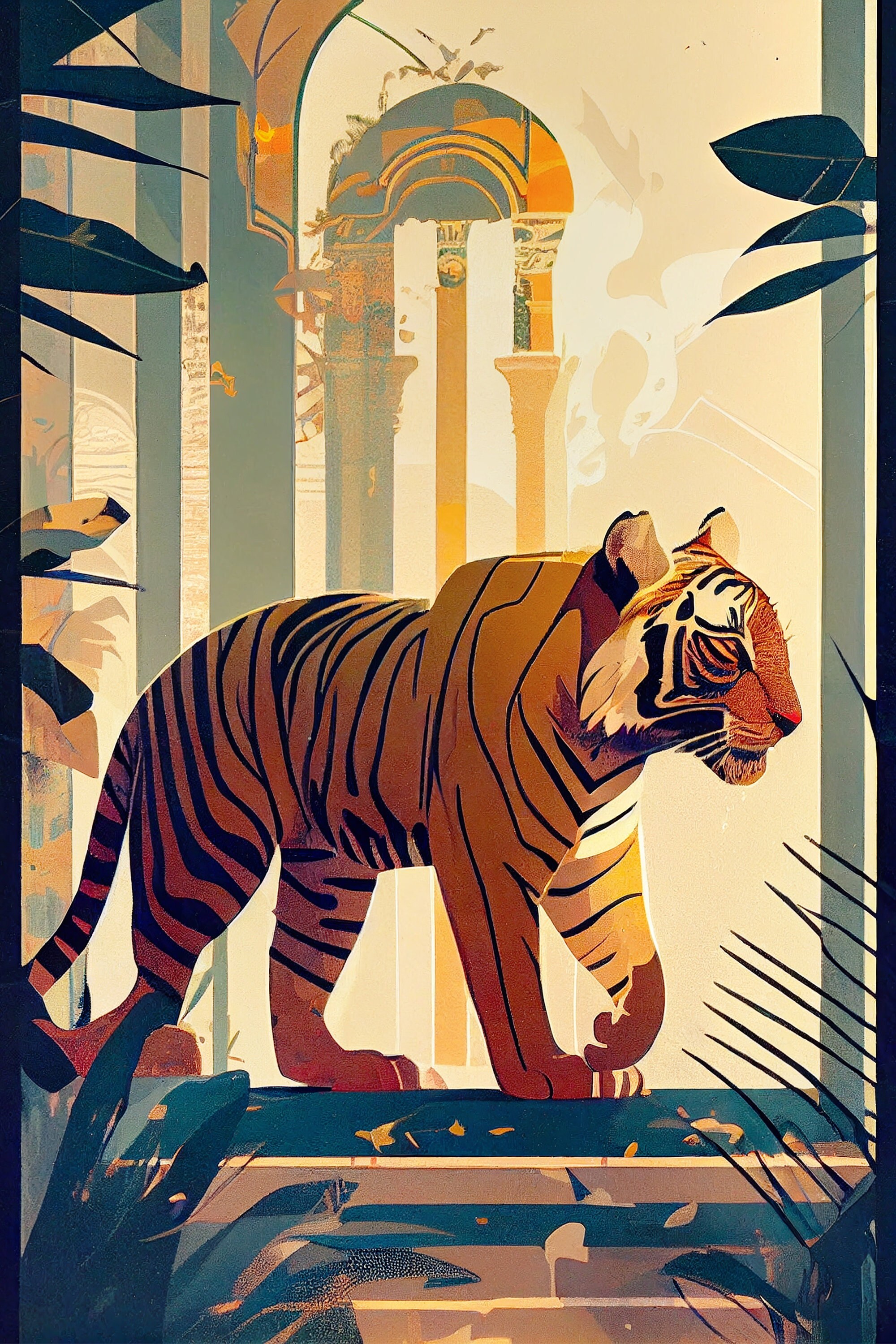 Tiger Art Print Wall Art Poster Art Digital Download Digital Art Abstract Art Art Nouveau Art