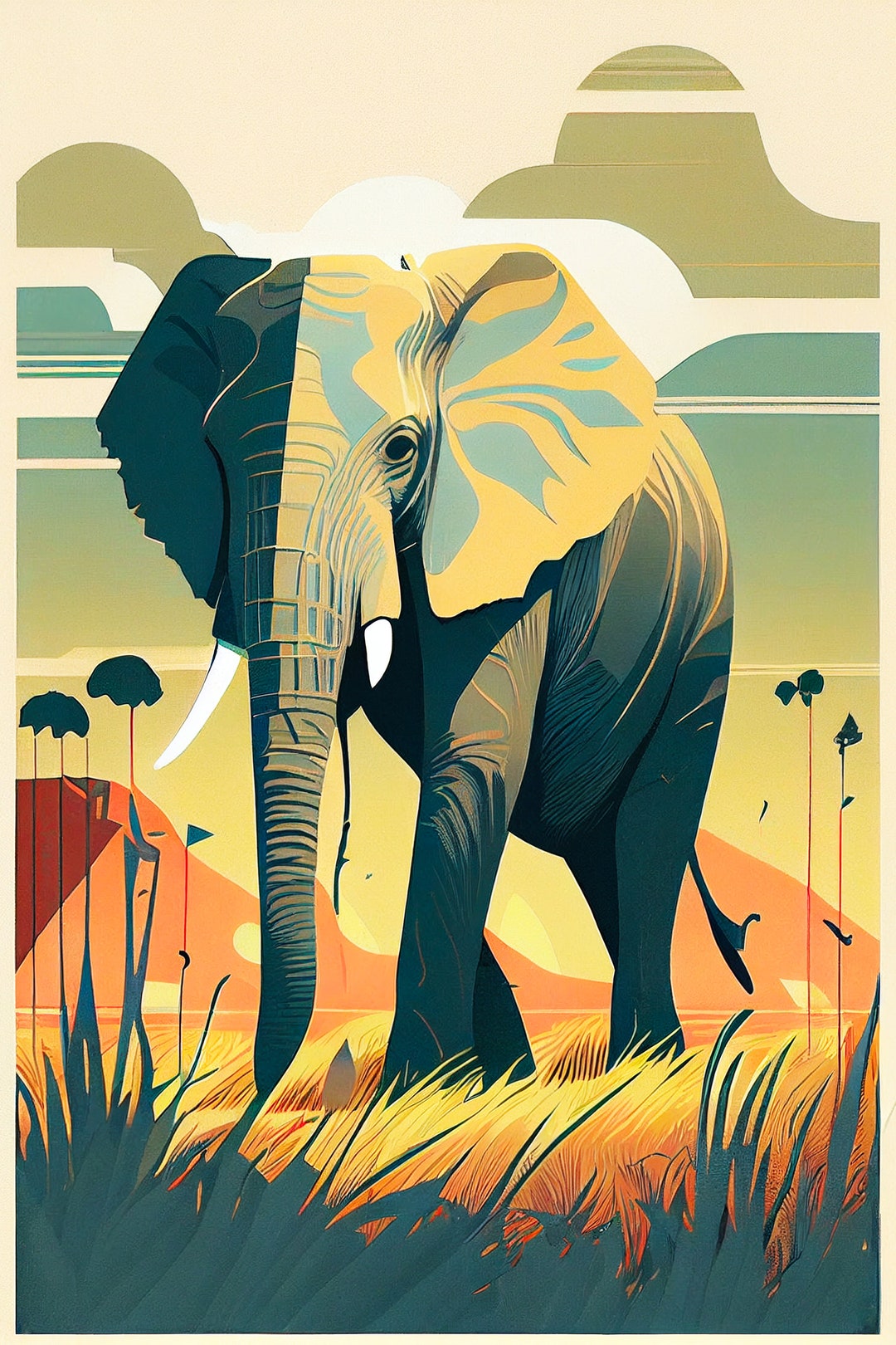 Elephant Art Print Wall Art Poster Art Digital Download Digital Art