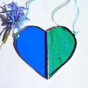 HEART SUNCATCHER - Valentine&#39;s Day Heart Gift - Stained Glass Heart Suncatcher - Stained Glass Heart Ornament