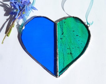 HEART SUNCATCHER - Stained Glass Heart Suncatcher - Stained Glass Heart Ornament