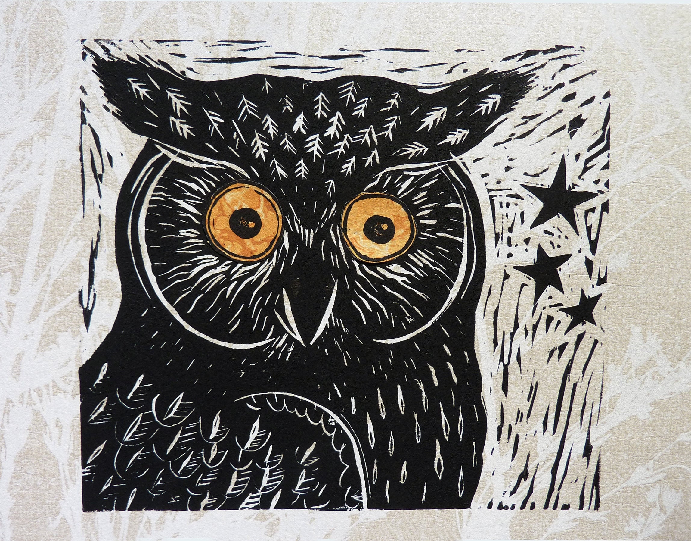 OWL LINOPRINT Original Owl Linocut Print Owl Art UK Printmaker Owl ...