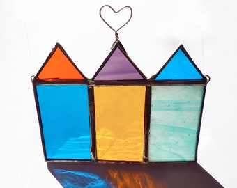 Stained Glass Beach Huts - BEACH HUT Suncatcher - Handmade Art Gift