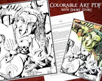 Printable Coloring Troll Poster with Short Story