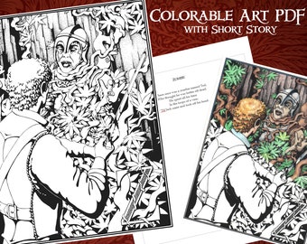 Printable Coloring Zombie Poster with Short Story