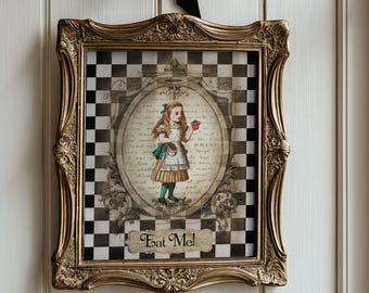Whimsical Nursery Wall Art, Alice in Wonderland Inspired Print, Vintage Storybook Decor, Cottagecore Nursery Art