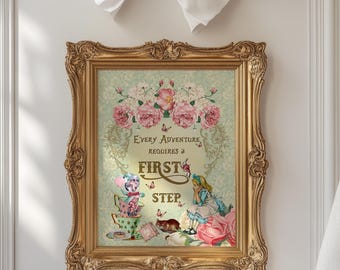 Alice in Wonderland Nursery Print, Victorian Shabby Chic Art